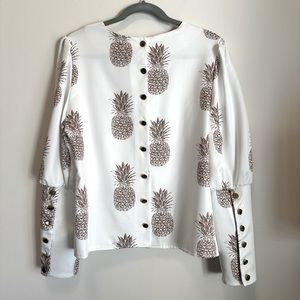 White Blouse Pineapple Tan CHIC ME